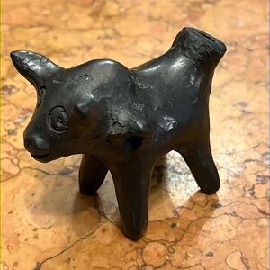 Antique folk art bull clay whistle